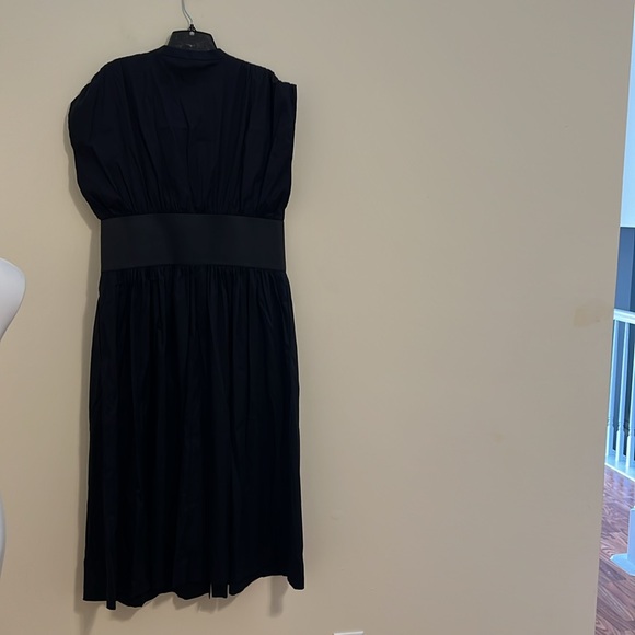 NEW WHBM $180 Elegant Black Midi Dress cap sleeves belted poplin dress size 18 - Picture 11 of 12